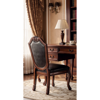 Sunvega Black PU Leather Upholstered Queen Anne Leg Armless Dining Side Chair