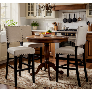 Sunvega Antique Black Bold Distressed Solid Wood Counter Height Bar Table