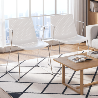 Sunvega Contemporary Polypropylene Dining Chair with Chrome Base Set of 2
