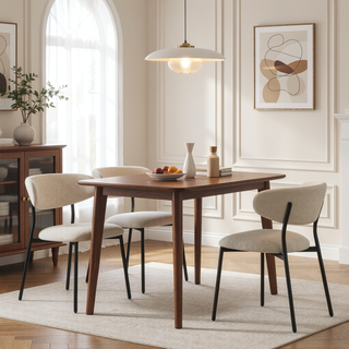 Sunvega Mallin Gray Chenille & Walnut Side Chair with Padded Seat and Back Cushion
