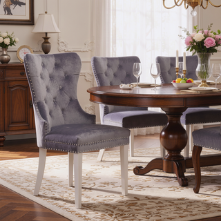 Sunvega Traditional Style Stainless Steel Chair with Plush Velvet Upholstery