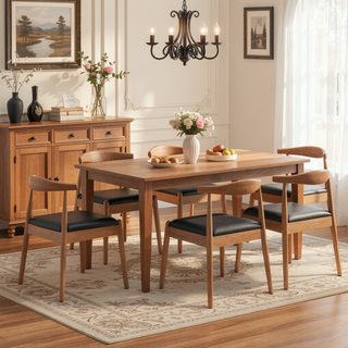 Sunvega Mid-Century Modern Dining Chairs Set of 2 with Solid Oak Frame and Handwoven Seat