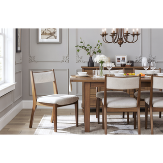 Sunvega Modern Latte Finish Polyester Upholstered Cresent Chair Set of 2