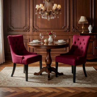 Sunvega Contemporary Upholstered Dining Chairs with Tufted Diamond Stitch and Wood Legs