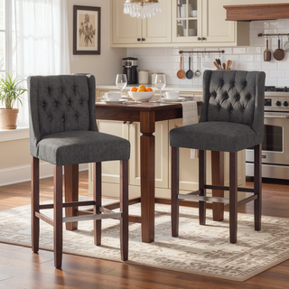 Sunvega Modern Minimalist Bar Stool with Metal Legs and High Density Fabric Seat
