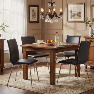 Sunvega Modern Upholstered Chair with Faux Leather and Swiveling Stainless Steel Base