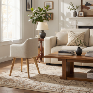 Sunvega Mid-Century Modern Dining Chairs with Upholstered Seat and Backrest Set of 2