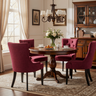 Sunvega Contemporary Upholstered Dining Chairs with Tufted Diamond Stitch and Wood Legs