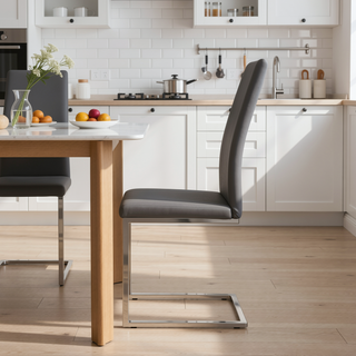 Sunvega High Back Side Chairs with Leatherette Upholstery and Chrome Legs Set of 4