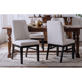 Sunvega Modern Upholstered Side Chairs with Light Gray Textured Fabric and Black Finish