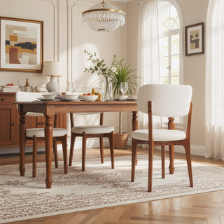 Sunvega Modern PU Leather Dining Chairs with Solid Wood Legs for Family Kitchen