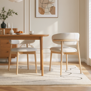 Sunvega Mid-Century Modern Ash Wood Dining Chairs Set of 2 for Kitchen and Living Room