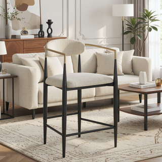Sunvega Modern Mid-Century Upholstered Counter Stools with Padded Backrest and Seat Set of 2