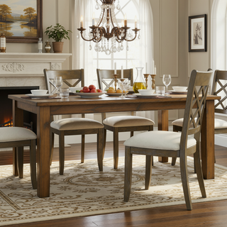 Sunvega Beige Linen Upholstered Side Chair with Padded Cushion and Wooden Legs