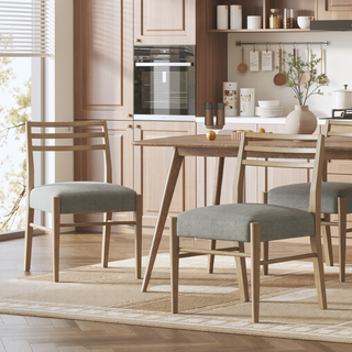 Sunvega Farmhouse Style Dining Chairs Set of 2 with Upholstered Seating and Ladder Back