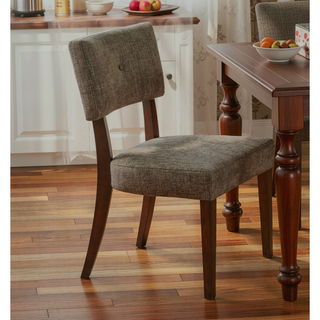 Sunvega Dark Gray Fabric Upholstered Dining Side Chair Set with Espresso Finish