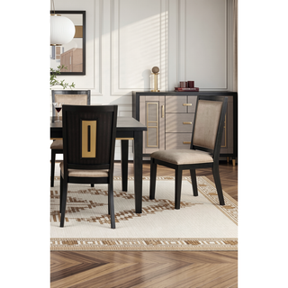 Sunvega Modern Espresso Nightstand with Gold Accent Trim and Felt-lined Drawer