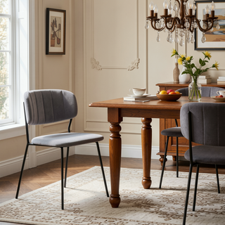 Sunvega Set of 2 Stable Velvet Upholstered Dining Chairs with Metal Legs