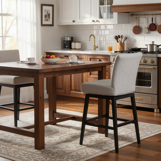 Sunvega Soft Upholstered Swivel Chair with Wooden Legs for Living Room