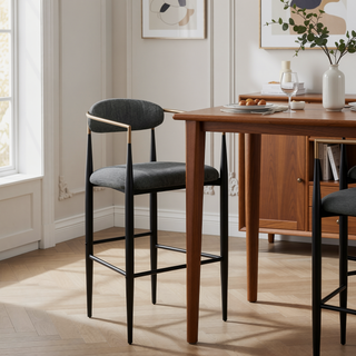 Sunvega Beige Fabric Upholstered Bar Chair Set with Padded Backrest and Footrest