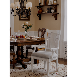 Sunvega Rustic Gray and Weathered White Finish Poplar Wood Dining Table With Leaf
