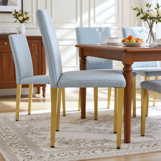 Sunvega Black PU Dining Chairs with Silver Metal Legs and High Elasticity Sponge Filling for Living Room