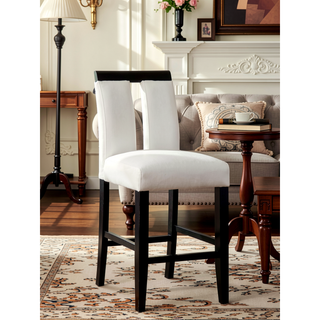 Sunvega Set of 2 Black and White Leatherette Padded Side Chairs with Slit Back