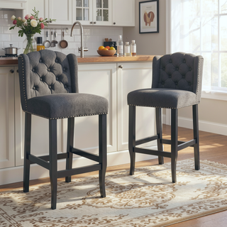 Sunvega Vienna Contemporary Tufted Wingback 31 Inch Counter Stools Set of 2