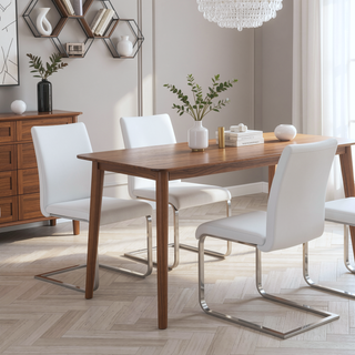 Sunvega Contemporary Faux Leather Upholstered Dining Chair with Sturdy Metal Base Set of 2