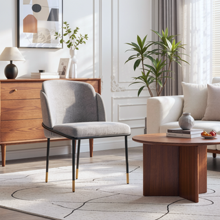 Sunvega Modern Upholstered Dining Chair in Black Twill Weave Fabric