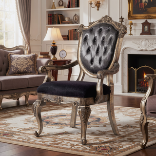 Sunvega Tufted Arm Chair with Padded Seat Cushions and Scrolled Backrest Details