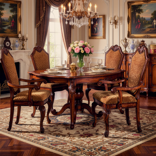 Sunvega Traditional Tan Fabric Arm Chairs with Wooden Queen Anne Legs (Set of 2)