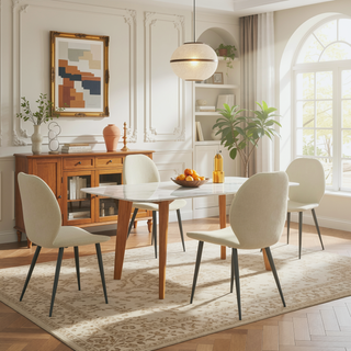 Sunvega Upholstered Dining Chairs with Soft Suede-Style Fabric and Metal Legs Set of 4