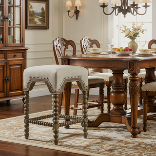 Sunvega Christine Counter Stool with Turned Legs and Footrest