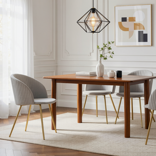 Sunvega Fran Pleated Contemporary Velvet Upholstered Dining Chair with Metal Legs Set of 2
