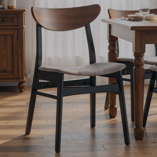 Sunvega Modern Walnut and Black Finish Rectangular Wooden Dining Table