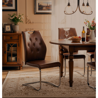 Sunvega Modern Gray Upholstered Dining Chairs with Chrome Legs, Set of 2