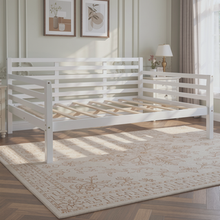 Sunvega Full Size Wooden Daybed with Clean Modern Design and Safety Rails