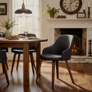 Sunvega Mid-Century Modern Dining and Accent Chair with Upholstered Seat and Wood Back