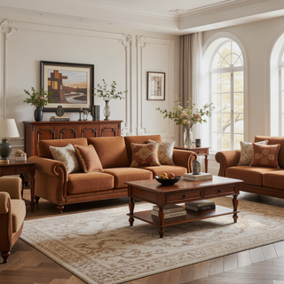 Sunvega Contemporary Brown Wood Frame Dining Chairs with Gray Textured Fabric Upholstery