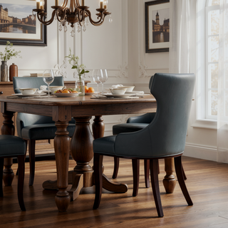 Sunvega Set of 2 Gray Traditional Dining Chairs with Luxurious Velvet Upholstery
