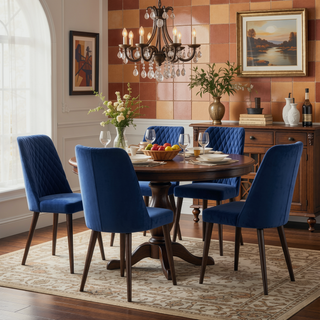Sunvega Mid-Century Modern Velvet Dining Chair Set of 2 with Solid Wood Frame