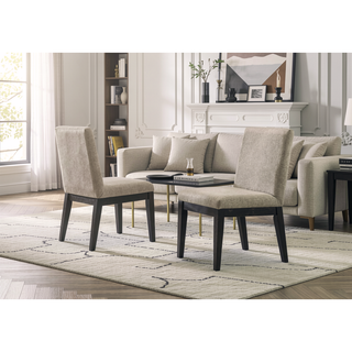 Sunvega Set of 2 Beige Contemporary Fabric Dining Chairs with Cushioned Seat