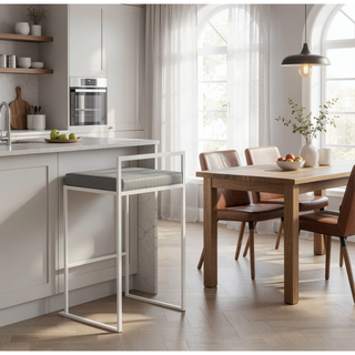 Sunvega Contemporary Stackable Counter Stool with Grey Faux Leather Cushion