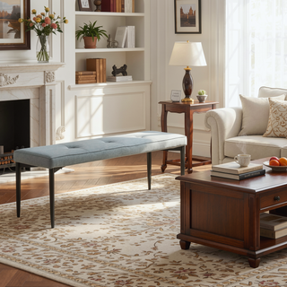 Sunvega Upholstered Tufted Entryway Bench with Comfortable Cushion for Bedroom Living Room