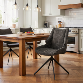Sunvega Brown Chenille Swivel Side Chair with Padded Seat and Back Cushion