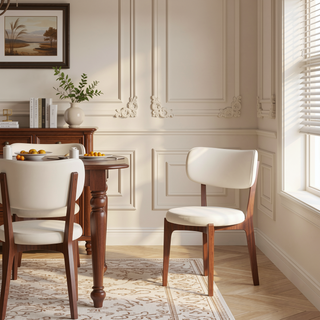 Sunvega Modern PU Leather Dining Chairs with Solid Wood Legs for Family Kitchen