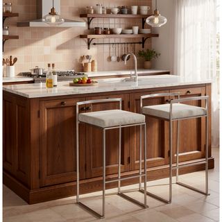 Sunvega Contemporary Stackable Barstool Set with Upholstered Padded Seat