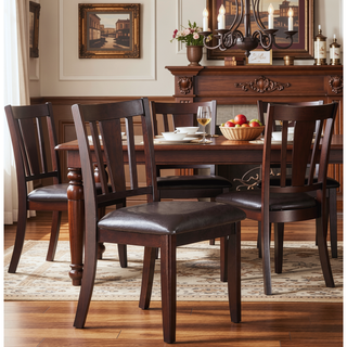 Sunvega Contemporary Brown Faux Leather Cushion Counter Height Chairs for Dining Room