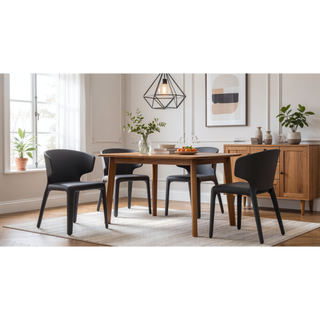 Sunvega Mid-Century Modern Dining Chairs Set of 2 with Faux Leather Upholstery